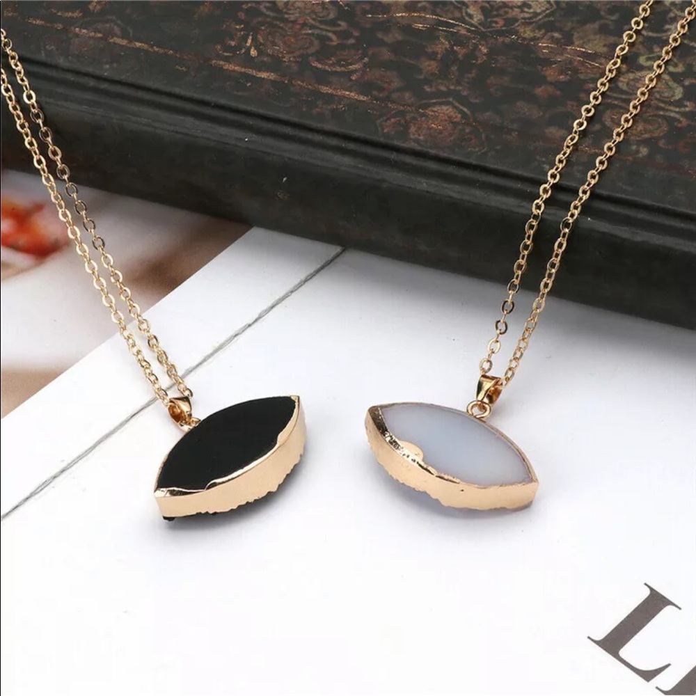 NEW Black Druzy Evil Eye Necklace - Picture 3 of 4